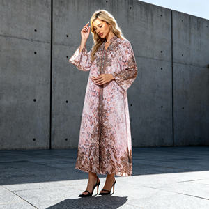 Robe Abaya décontractée en polyester uni personnalisée pour femmes musulmanes, fournie par un grossiste en Chine - Product Image 4