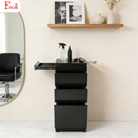 Armoire de salon W-X440 en gros avec plateau de rangement dissimulé et 3 tiroirs en bois pour salon de coiffure et barbier
