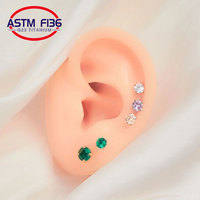 Boucles d'oreilles G23 ASTM F136, ensemble de bijoux en titane, boucles d'oreilles en cristal CZ, oreille sexy, Piercing Cartilage, bijoux pour le corps
