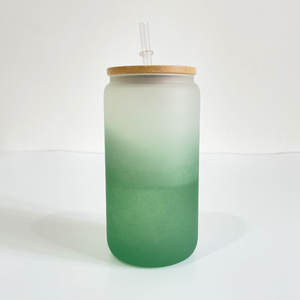 16oz smerigliato sublimazione di colore può vetro borosilicato bevanda fredda Soda Pop può birra a forma di <span class=keywords><strong>bicchieri</strong></span> riciclabili tazza di caffè - Product Image 5