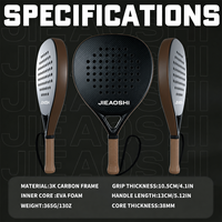 Raquette de padel en fibre de carbone personnalisée OEM JAS Factory avec face de 26 cm, durable, 3K12k18k, légère, grip confortable pour débutants et professionnels
