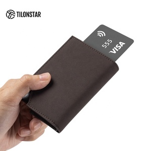 TILONSTAR TVC503 Hot Selling Large Capacity Business Credit Slim Leather Aluminum Card Holder <b>Case</b> for Travel or Working Life - Product Image 4