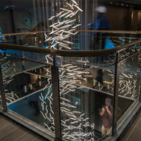 Grand lustre suspendu sur mesure, sculpture abstraite moderne, luminaire suspendu pour hall d'hôtel, atrium, projet commercial, décoration