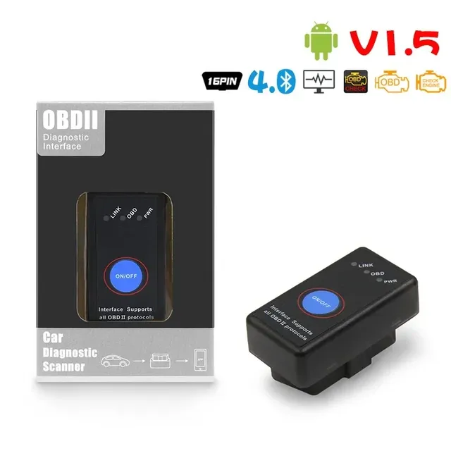 Mini Elm327 Bluetooth OBD2 V1.5 Switch Elm 327 V1.5 OBD2 Car Diagnostic Tool Scanner Elm-327 OBDII Adapter Auto Diagnostic Tool