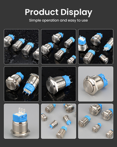 12mm điện tử tự khóa tự đặt lại công tắc nguồn máy tính đầu cao Đầu phẳng nút nhấn kim loại kết hợp 1NO - Product Image 6