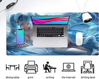 Tapis de bureau en caoutchouc avec impression de logo personnalisée, surface en tissu de haute qualité, surjetée, tapis de souris de jeu extra large pour anime