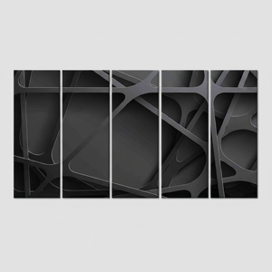 Abstract Black Modern Glass Print: Elegant <b>Canvas</b> Artwork for Contemporary Decor,SET OF 5 <b>CANVAS</b> - Product Image 2