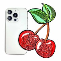 Parche Redondo de PVC con Lentejuelas Termoadhesivas con Diseño de Cereza para Múltiples Usos en Lona, Chaquetas, Bolsos, Sombreros y Regalos