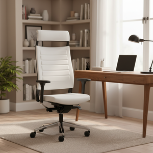 Fauteuil en cuir entièrement rembourré Expo 15, dossier moyen, soutien lombaire réglable, pivotant, siège réglable en hauteur, accoudoirs – Style moderne - Product Image 5