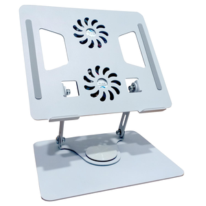 OEM 360 Degree Rotating Foldable Laptop Riser Holder Aluminum Alloy Portable Laptop Cooling <b>Stand</b> With Double Fans - Product Image 1