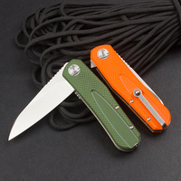 Couteau pliant Orange Green G10 avec lame en acier 8Cr13Mov, couteau de poche tactique EDC pour le camping et la survie