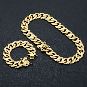 Collier en acier inoxydable massif de 21 mm de large, plaqué or 14K PVD, chaîne à maillons cubains pour bijoux hip-hop pour hommes - Product Image 6