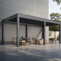 Pergola motorisée rétractable en aluminium avec capteur de pluie, éclairage RGB, imperméable, revêtement poudré, gazebo de jardin