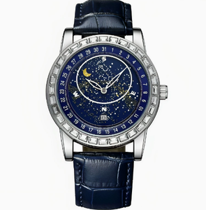 Custom Logo Starry Sky Men's Watch Luxury <b>Automatic</b> Mechanical Wristwatch OEM Factory Supplier Leather Band Diamond Watch - Product Image 5