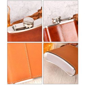 Vente en gros de flacons à liqueur en acier inoxydable enveloppés de cuir de 6 oz, flacons de poche portables personnalisés pour whisky, avec logo personnalisé - Product Image 4