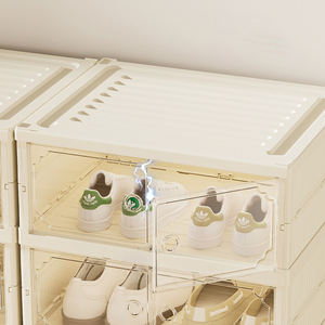 9 niveaux 18 paires <span class=keywords><strong>de</strong></span> boîte à chaussures à assemblage facile avec portes magnétiques étagère à chaussures pliable <span class=keywords><strong>organisateur</strong></span> <span class=keywords><strong>de</strong></span> baskets pour entrée salon - Product Image 5