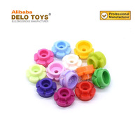 DELO TOYS (17 couleurs) Briques de construction en vrac DIY, blocs ABS 1x1, plaque de briques ronde 1*1 avec bord fleuri (5 pétales) (N°24866)