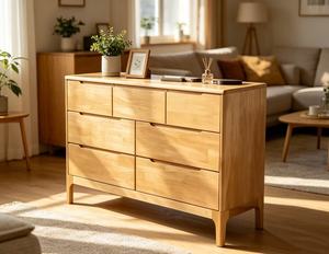 Modern Solid Wood <b>6</b>-<b>Drawer</b> Living Room Cabinet Scandinavian Style Storage Furniture for Home Use - Product Image 1