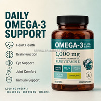 Complément d'huile de poisson Oméga 3 extra-fort 600 EPA 400 DHA Vitamine E Capsule d'huile de poisson de source durable