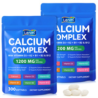 Complément Alimentaire Lenm Calcium Vitamine D en Capsules Molles – Complexe Calcium Vitamine D3 K2 B12 en Gélules pour la Santé des Dents et des Os
