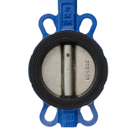 Válvula de Mariposa Manual Tipo Wafer DN50 PN16, Vástago de Acero Inoxidable SS410, Cuerpo de Hierro Dúctil, Asiento de EPDM, Cabezal para Agua, Garantía de 3 Años