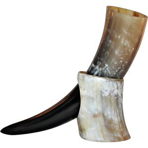 PARIJAT HANDICRAFT Authentic Medieval Inspired Viking <b>Drinking</b> Horn Handmade 16-18 Ounce Capacity Mug with <b>Stand</b> - Product Image 4