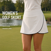 Jupe-short de golf personnalisée pour femme, taille haute, avec bordure noire, short intégré, anti-humidité, pour le golf et les activités de plein air