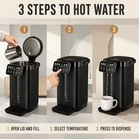 Distributeur d'eau de comptoir 5,0 L noir avec écran tactile LED frontal, alimentation directe usine, idéal pour bureaux financiers et salles de repos