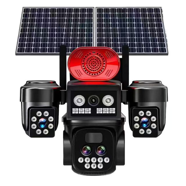 Solar Battery Power Outdoor 4 Lens Network Camera 4G Sim Wireless CCTV System AI Waterproof Two Way Audio Security Camera