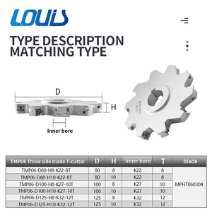 TMP06 CNC kepala pemotong tiga-tepi Chip Chip slot kepala pemotong T alat penggilingan baja kecepatan tinggi tungsten dingin eksternal - Product Image 3