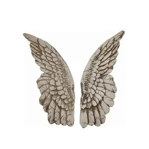 Asas de anjo de Proteção Par de Acabamento Envelhecido 11 polegadas Escultura De Parede