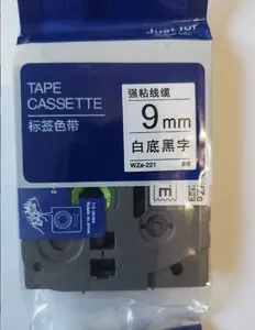 Cinta de etiquetas de impresión PET a prueba de agua compatible con negro sobre blanco 9mm * 8M para cinta de etiquetas de impresión Brother