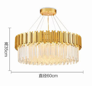 Suspension Moderne Salon Hôtel Rond Rectangulaire Luxe Or K9 Lustres Cristal - Product Image 6