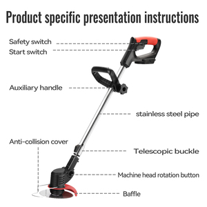 Cortacésped Eléctrico Inalámbrico Ligero de 120W 21V Grado Industrial, Desbrozadora Multifuncional <span class=keywords><strong>con</strong></span> Cuchilla de Acero y Caja Recolectora de Césped - Product Image 4