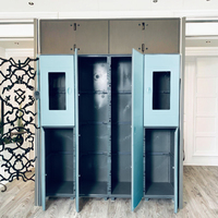 Armoire moderne en plastique à six portes pour la maison, meubles de chambre à coucher et panneau de rangement de vêtements de bateau, casier de style fenêtre