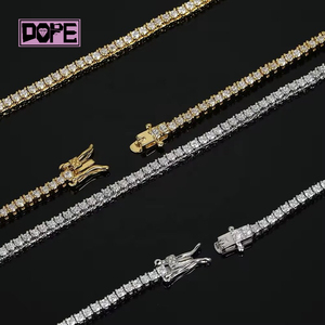 4mm 5mm en stock Moissanite Tennis Chain Pass Diamond Tester 925 Sterling Silver Iced Out Tennis Chain - Product Image 2