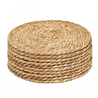 Sets de table ronds en jacinthe d'eau naturelle tressée, résistants à la chaleur, antidérapants, rustiques, pour la cuisine et la salle à manger