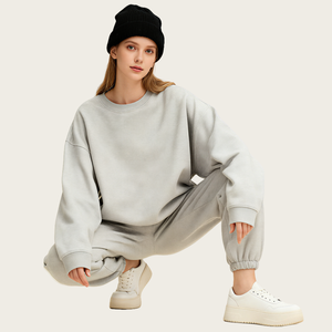 TKAN404 Wholesale <b>Mock</b> neck Cotton HeavyWeight Soft Fleece Pullover Print Crewneck Oversized <b>Turtlenecks</b> Sweatshirt Women - Product Image 1