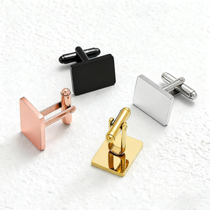 Ywyougang カスタマイズ可能なステンレス製長方形カフスボタン　名入れデザイン　ビジネス、結婚式、誕生日、婚約の贈り物 - Product Image 1