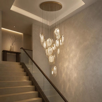 Lustre moderne en laiton et verre à plusieurs pendentifs pour salon, hôtel, salle à manger, éclairage intérieur
