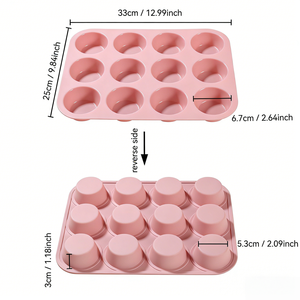 Molde de Silicona <span class=keywords><strong>para</strong></span> Muffins, 12 Tazas, Tamaño Completo, <span class=keywords><strong>Profesional</strong></span>, Antiadherente, Redondo, Reutilizable, Moldes <span class=keywords><strong>para</strong></span> Cupcakes, Bandeja <span class=keywords><strong>para</strong></span> Muffins - Product Image 2