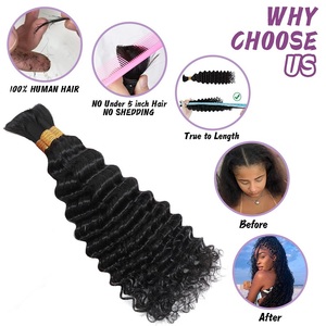 Cheveux à tresser humains pour tresses bohèmes, cheveux à tresser 12A Deep Wave, cheveux vierges brésiliens non traités, extensions de cheveux en vrac - Product Image 2