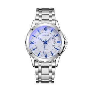 Nouvelle montre pour homme en acier inoxydable simple avec logo personnalisé, quartz, calendrier, mode, avec aiguille luminescente, cadran en verre - Product Image 3