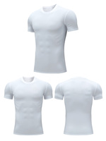 USA Warehouse 3-pack compressieshirts voor heren, zwart wit grijs, korte mouwen, sportonderkleding, sport-T-shirts, workout tops