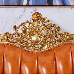 JINS-Ensemble de canapés italiens luxueux de style royal et classique, meubles de palais en cuir doré, 1 2 3 sièges, salon, villa de Dubaï - Product Image 2
