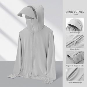 Couple <b>Jacket</b> Men <b>Summer</b> Ice Silk Sun Protection Breathable Canvas Long Zipper Anti UV Outdoor Comfortable <b>Lightweight</b> Coat - Product Image 3