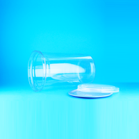 Boîte alimentaire ronde vide en plastique transparent PET de qualité alimentaire avec couvercle facile à ouvrir, étanche, sans BPA, pour snacks, biscuits, sucre