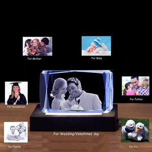 JY Custom Engraved Crystal Photo Square 3D Crystal <strong>Cube</strong> With Light Base <strong>for</strong> Love Gifts - Product Image 6