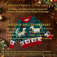 Individuelles Logo Großhandel Jacquard Neujahrs-Pullover Anpassbarer Langarm Winter Strickpullover mit Familiendesign Hässlicher Weihnachtspullover Unisex