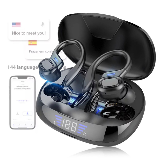S730 Wireless Smart Translator Earhook Earphone with Conference Assistant & Speaker 144 Language Translations Bluetooth Earbuds